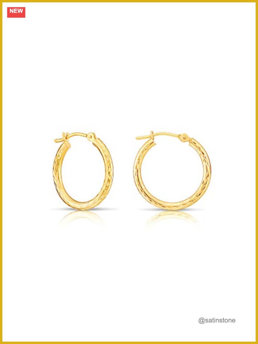 14k Yellow Gold Hand Engraved Diamond-Cut Round Hoop Earrings